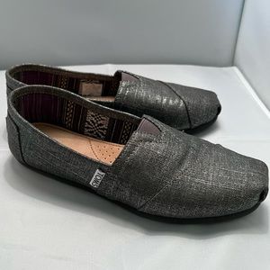 Toms Classic Black Metallic Linen Alpargata. Women’s 6 US. NIB